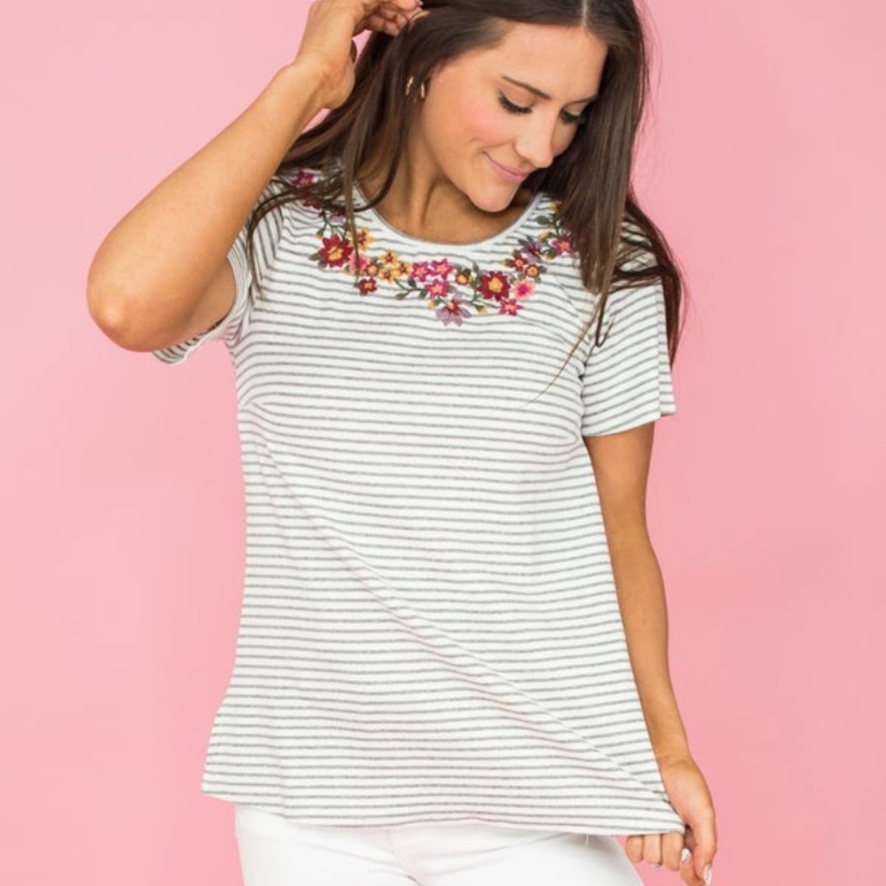 Savanna Jane Embroidered Striped Top